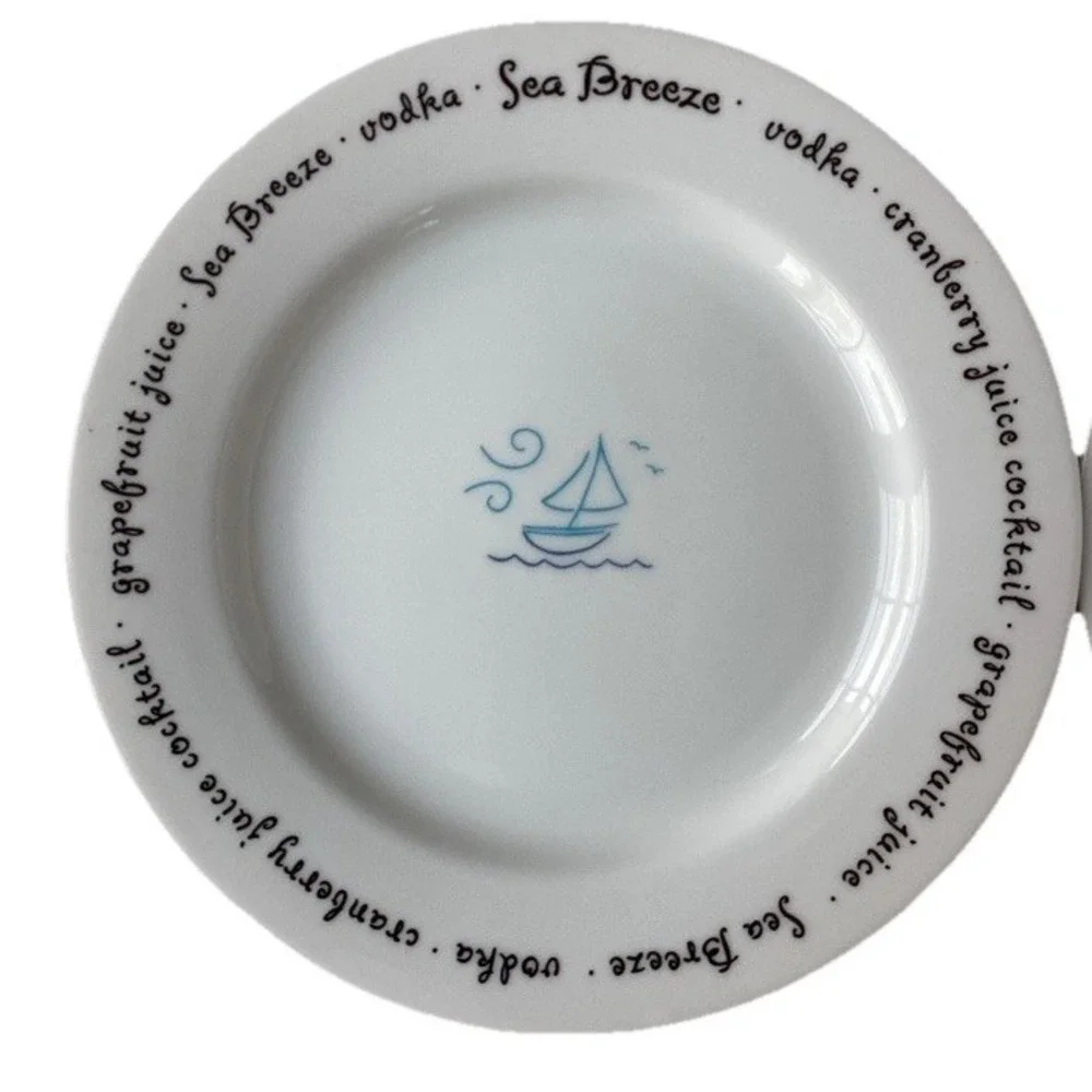 Pottery Barn Bar Lingo Appetizer Plates Set‎ of 7 Cocktail Drinks Party 8